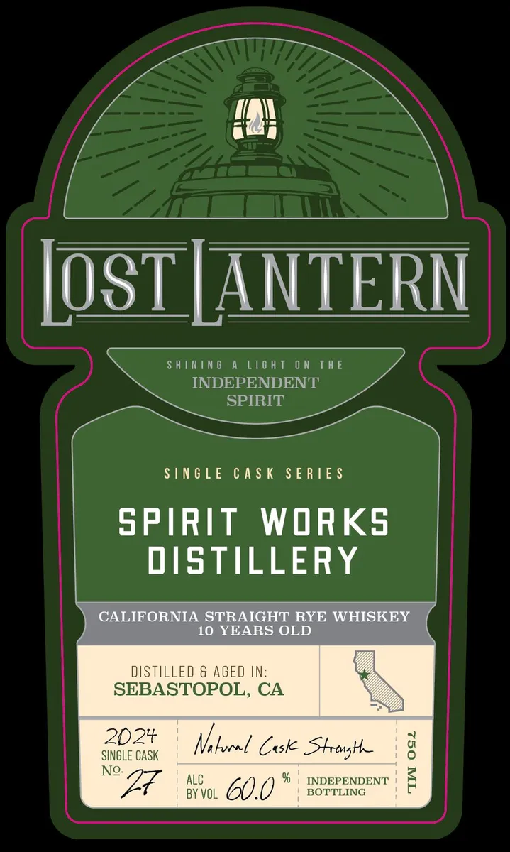 Label for Lost Lantern, straight rye, filed by Lost Lantern Whiskey