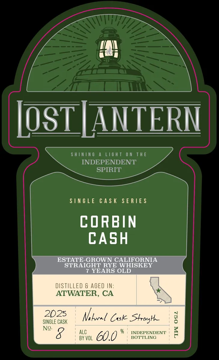 Label for Lost Lantern, straight rye, filed by Lost Lantern Whiskey