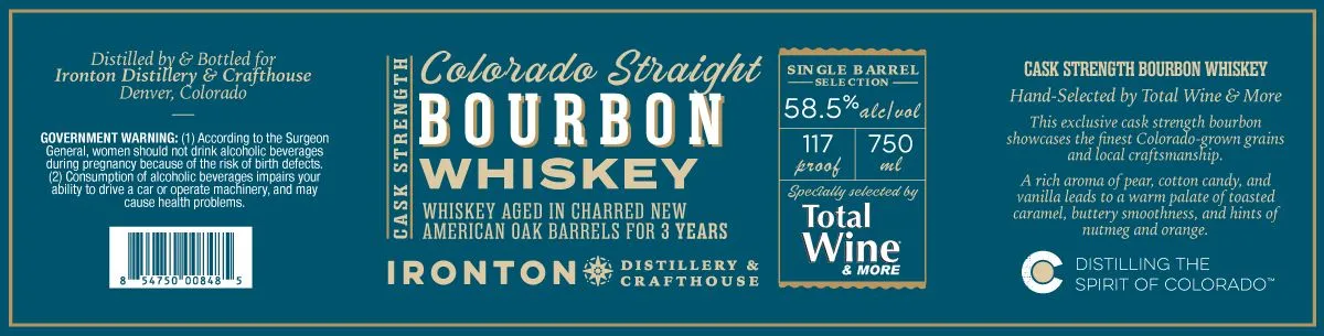 Label for Ironton Distillery & Crafthouse, straight bourbon, filed by Ironton Distillery and Crafthouse