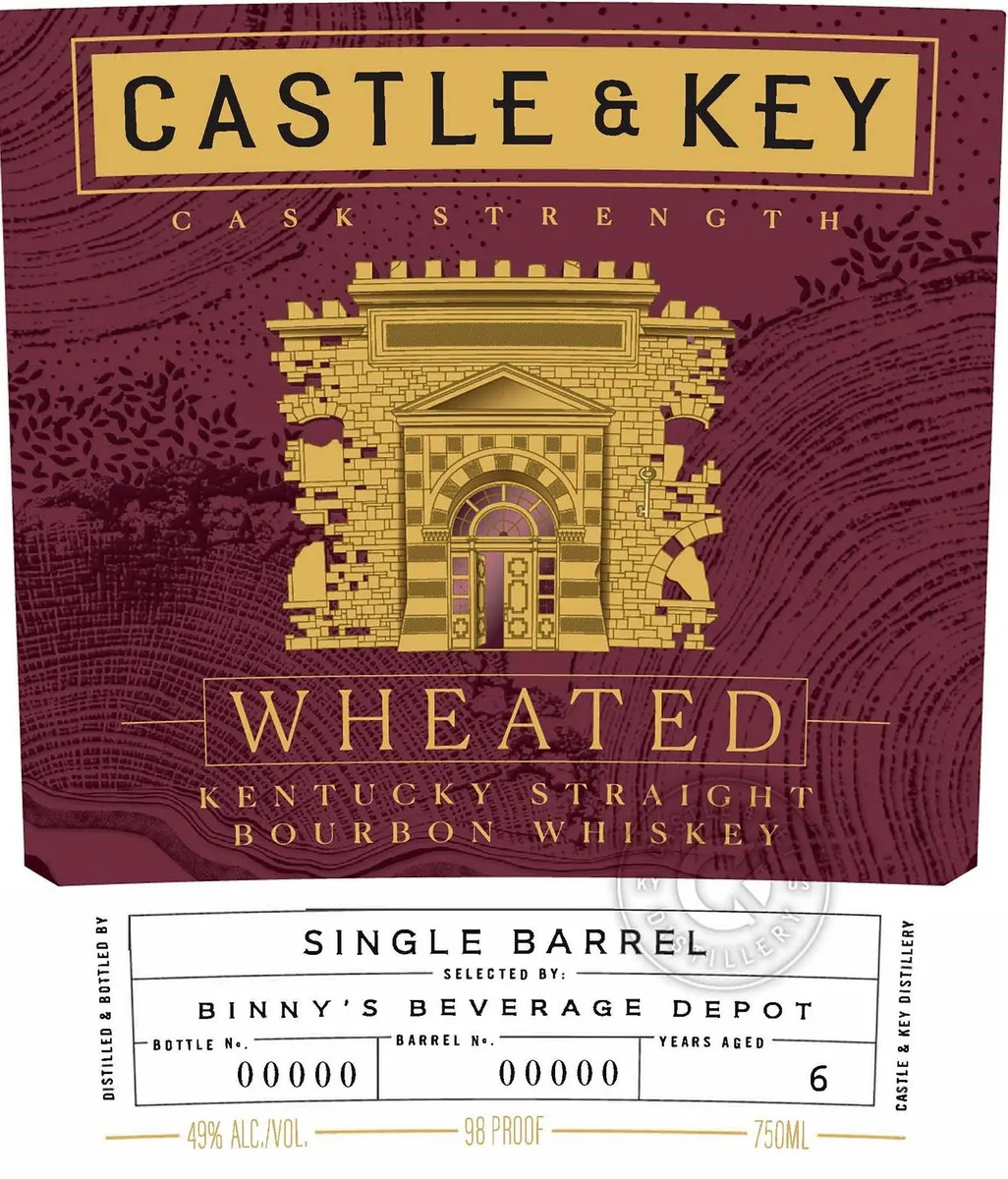 Label for Castle & Key, straight bourbon, filed by Castle & Key Distillery