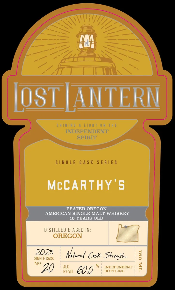 Label for Lost Lantern, american single malt, filed by Lost Lantern Whiskey