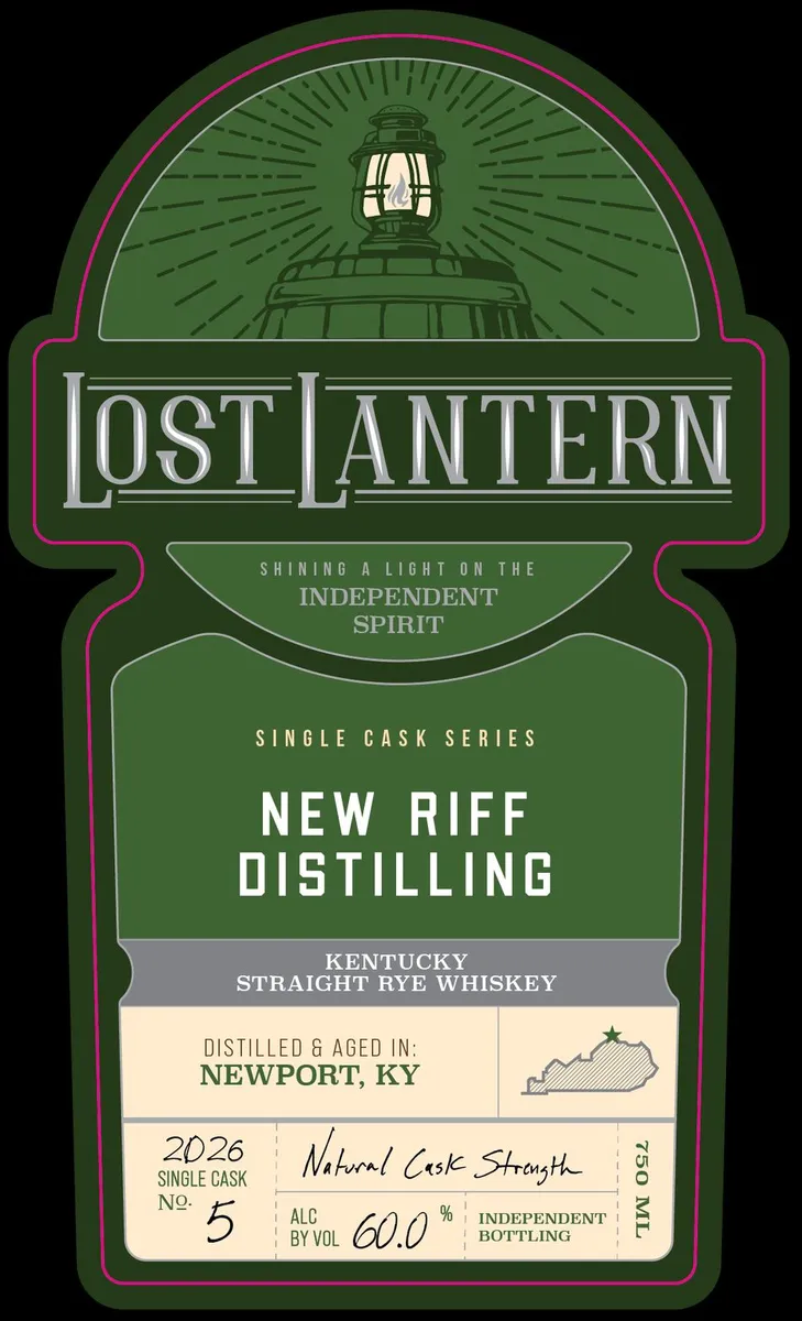 Label for Lost Lantern, straight rye, filed by Lost Lantern Whiskey