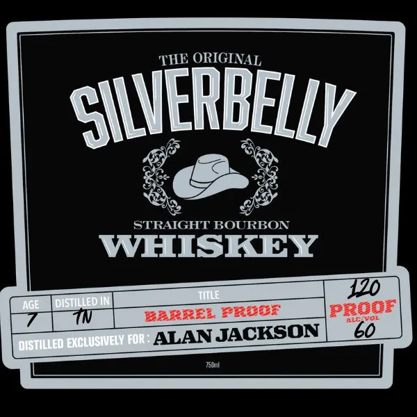 Label for Silverbelly, straight bourbon, filed by Alan Jackson’s Silverbelly Distillery & Museum